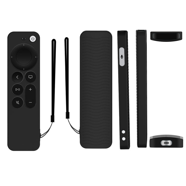 Silicone Protective Case Cover For Apple TV 4K 4th Siri Remote Controller(Black)