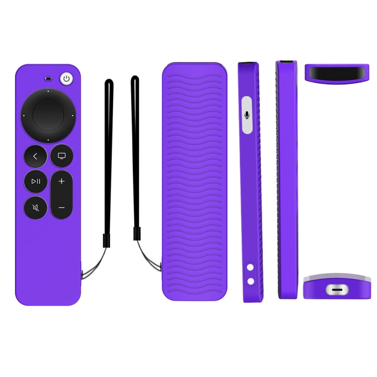 Silicone Protective Case Cover For Apple TV 4K 4th Siri Remote Controller(Purple)