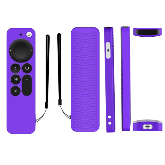 Silicone Protective Case Cover For Apple TV 4K 4th Siri Remote Controller(Purple)