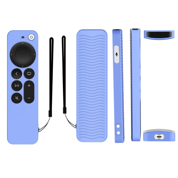 Silicone Protective Case Cover For Apple TV 4K 4th Siri Remote Controller(Luminous Blue)