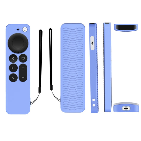 Silicone Protective Case Cover For Apple TV 4K 4th Siri Remote Controller(Luminous Blue)