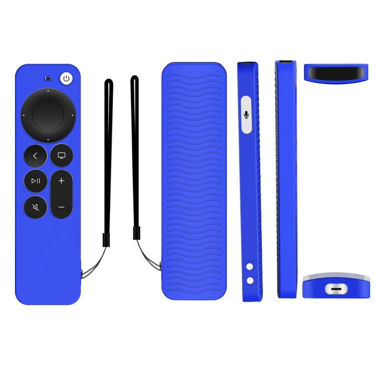 Silicone Protective Case Cover For Apple TV 4K 4th Siri Remote Controller(Blue)