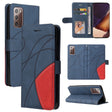 For Samsung Galaxy Note20 Dual-color Splicing Horizontal Flip PU Leather Case with Holder & Card Slots & Wallet(Blue) - free shipping - PMC TechLife - Order now!
