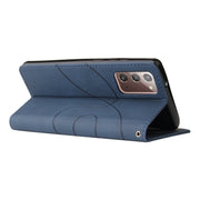 For Samsung Galaxy Note20 Dual-color Splicing Horizontal Flip PU Leather Case with Holder & Card Slots & Wallet(Blue)