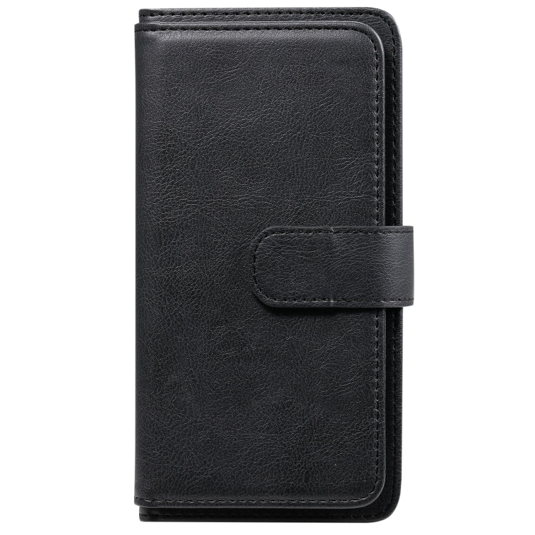 For Xiaomi Redmi Note 10 Pro Multifunctional Magnetic Copper Buckle Horizontal Flip Solid Color Leather Case with 10 Card Slots & Wallet & Holder & Photo Frame(Black)
