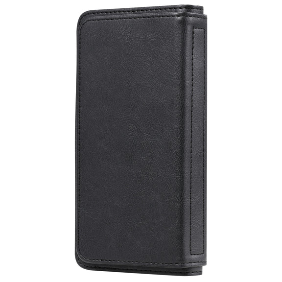 For Xiaomi Redmi Note 10 Pro Multifunctional Magnetic Copper Buckle Horizontal Flip Solid Color Leather Case with 10 Card Slots & Wallet & Holder & Photo Frame(Black)
