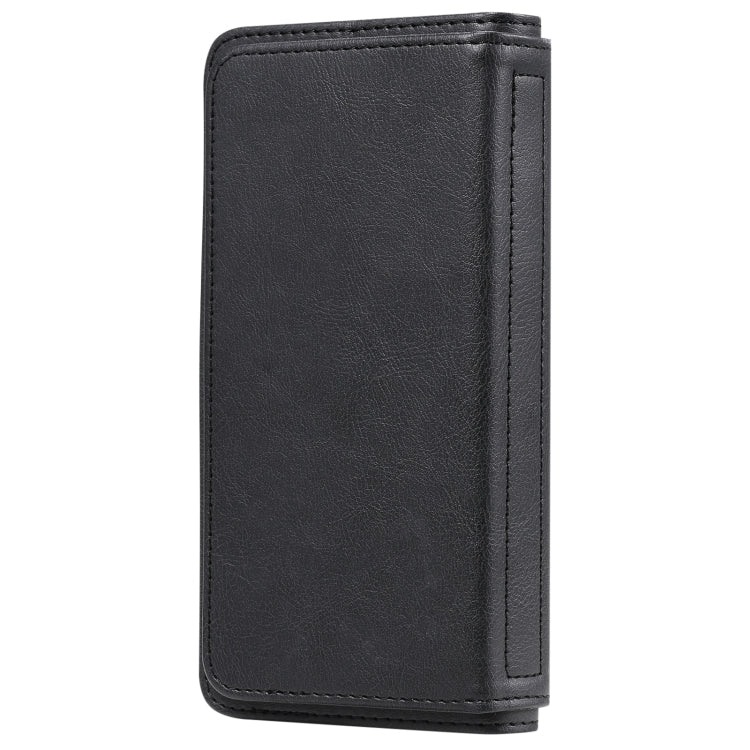 For Xiaomi Redmi Note 10 Pro Multifunctional Magnetic Copper Buckle Horizontal Flip Solid Color Leather Case with 10 Card Slots & Wallet & Holder & Photo Frame(Black)