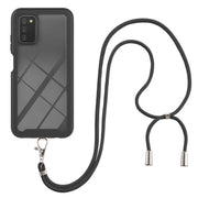 For Samsung Galaxy A03s EU Version Starry Sky Solid Color Series Shockproof PC + TPU Protective Case with Neck Strap(Black)