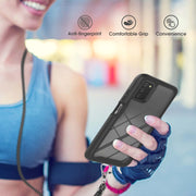 For Samsung Galaxy A03s EU Version Starry Sky Solid Color Series Shockproof PC + TPU Protective Case with Neck Strap(Black)