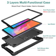 For Huawei MatePad T 10s / 10 Silicone + PC Shockproof Protective Case with Holder(Black)