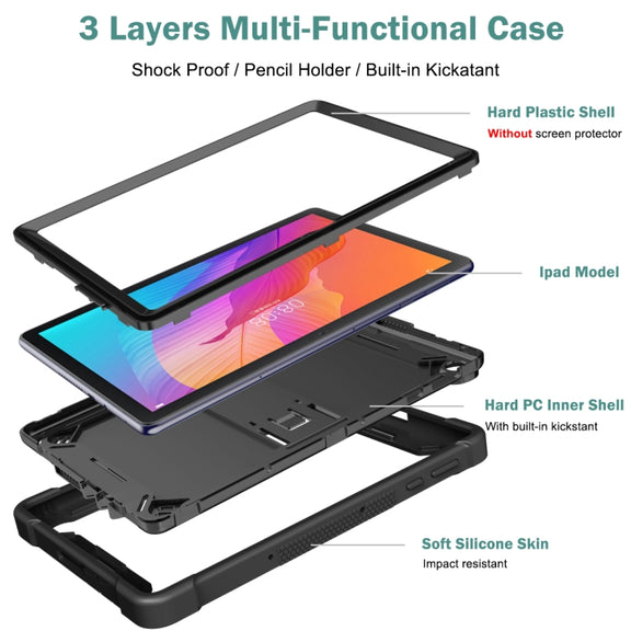 For Huawei MatePad T 10s / 10 Silicone + PC Shockproof Protective Case with Holder(Black)