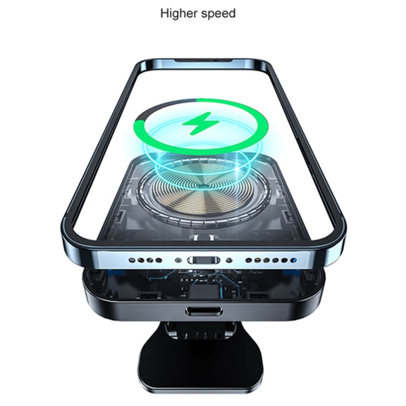 adj-987 15W Magsafe Magnetic Car Air Outlet Wireless Charger with LED Indicator(Black)