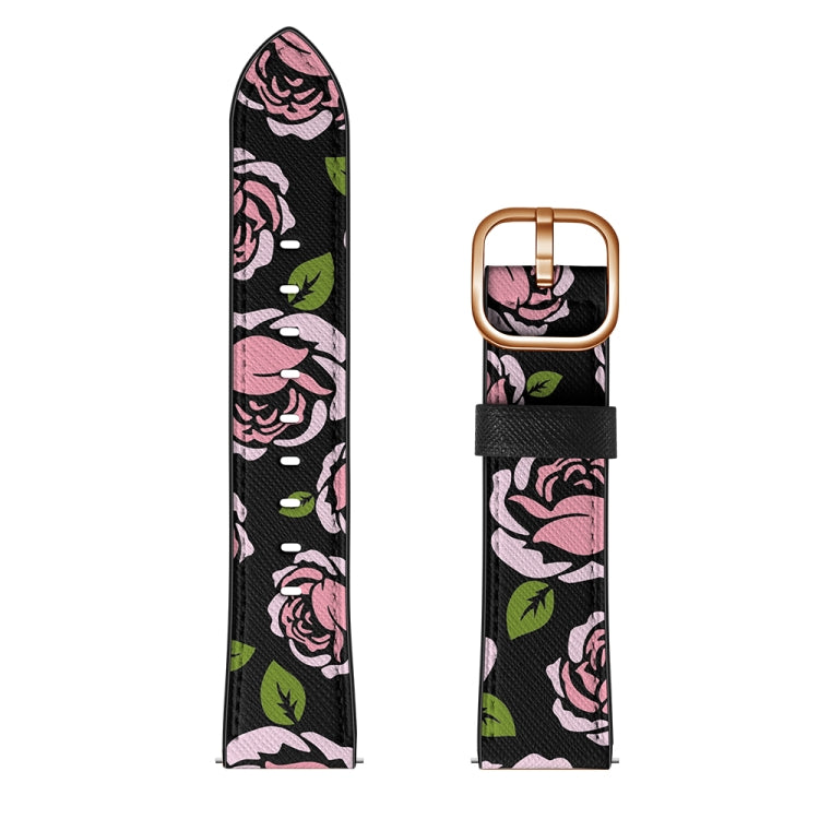 22mm For Xiaomi Haylou RT RS3 LS04 / LS05S Universal Printed Leather Watch Band(Rose) - Watch Bands by MIJOBS
