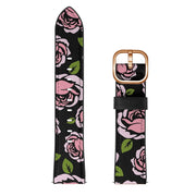 22mm For Xiaomi Haylou RT RS3 LS04 / LS05S Universal Printed Leather Watch Band(Rose) - Watch Bands by MIJOBS