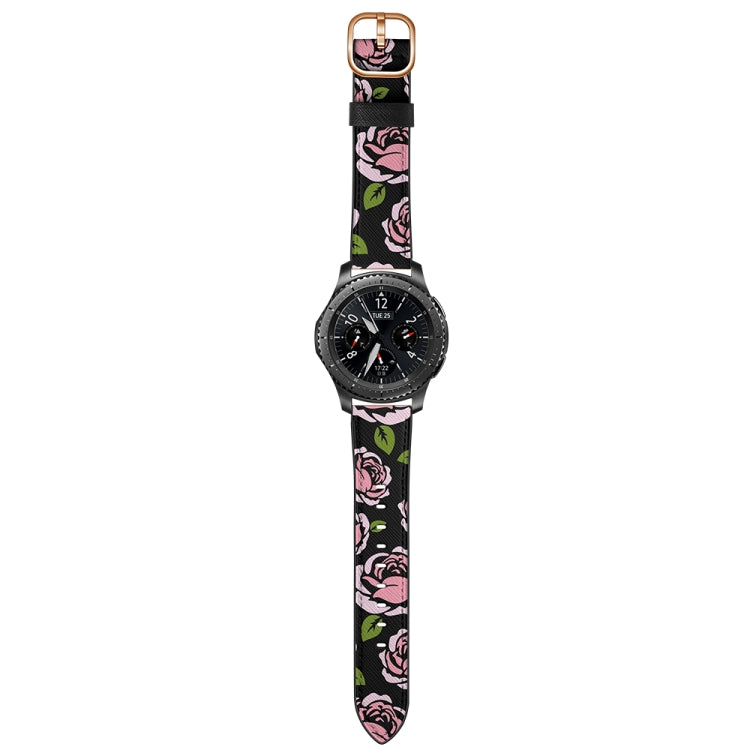 22mm For Xiaomi Haylou RT RS3 LS04 / LS05S Universal Printed Leather Watch Band(Rose) - Watch Bands by MIJOBS