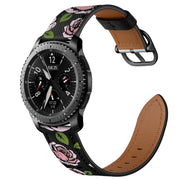 22mm For Xiaomi Haylou RT RS3 LS04 / LS05S Universal Printed Leather Watch Band(Rose) - Watch Bands by MIJOBS