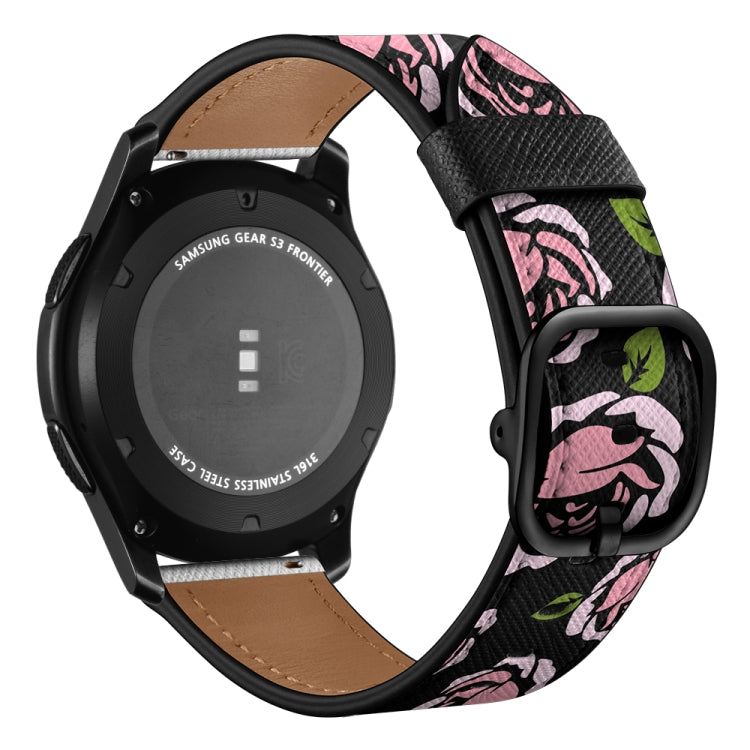 22mm For Xiaomi Haylou RT RS3 LS04 / LS05S Universal Printed Leather Watch Band(Rose) - Watch Bands by MIJOBS