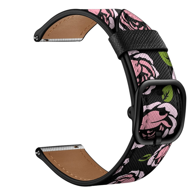 22mm For Xiaomi Haylou RT RS3 LS04 / LS05S Universal Printed Leather Watch Band(Rose) - Watch Bands by MIJOBS