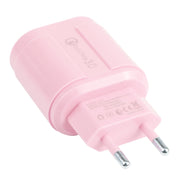 13-222 QC3.0 USB + 2.1A Dual USB Ports Macarons Travel Charger, EU Plug(Pink)