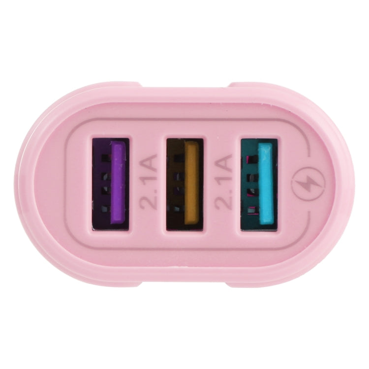 13-222 QC3.0 USB + 2.1A Dual USB Ports Macarons Travel Charger, EU Plug(Pink)