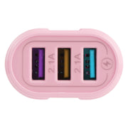 13-222 QC3.0 USB + 2.1A Dual USB Ports Macarons Travel Charger, EU Plug(Pink)