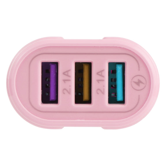 13-222 QC3.0 USB + 2.1A Dual USB Ports Macarons Travel Charger, EU Plug(Pink)