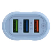 13-222 QC3.0 USB + 2.1A Dual USB Ports Macarons Travel Charger, EU Plug(Blue)