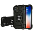 For iPhone 11 Shockproof Silicone + PC Protective Case with Dual-Ring Holder (Black) - iPhone 11 Cases by PMC TechLife | Online Shopping South Africa | PMC TechLife | Buy Now Pay Later Mobicred