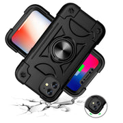 For iPhone 11 Shockproof Silicone + PC Protective Case with Dual-Ring Holder (Black)