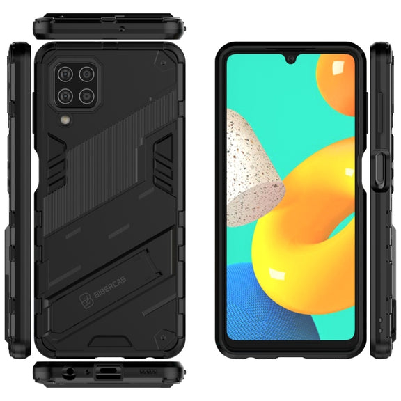 For Samsung Galaxy M32 Punk Armor 2 in 1 PC + TPU Shockproof Case with Invisible Holder(Black)