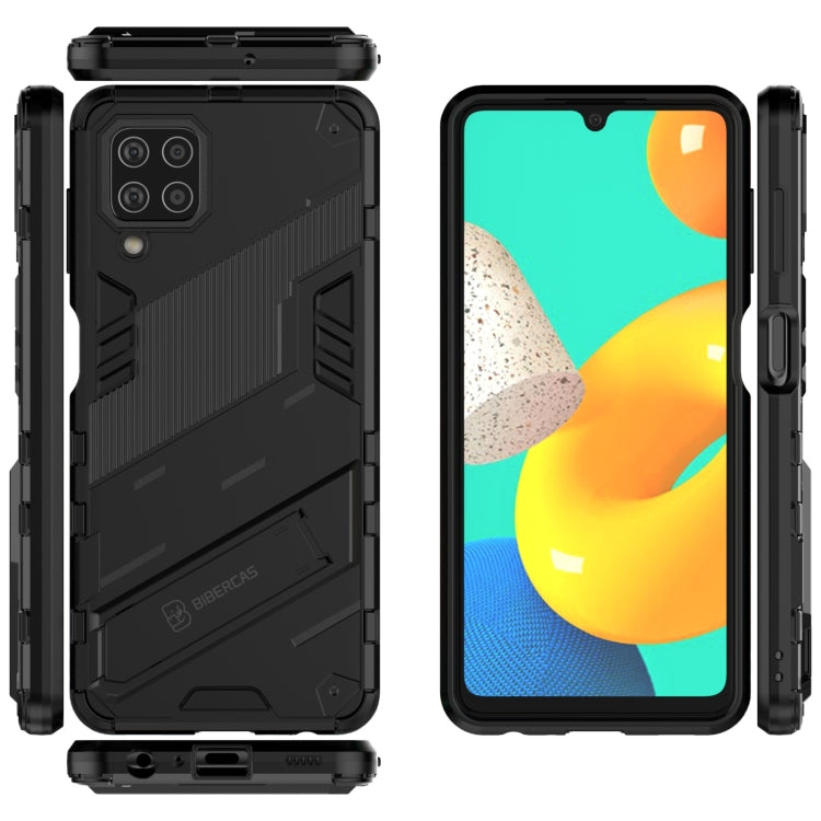 For Samsung Galaxy M32 Punk Armor 2 in 1 PC + TPU Shockproof Case with Invisible Holder(Black)