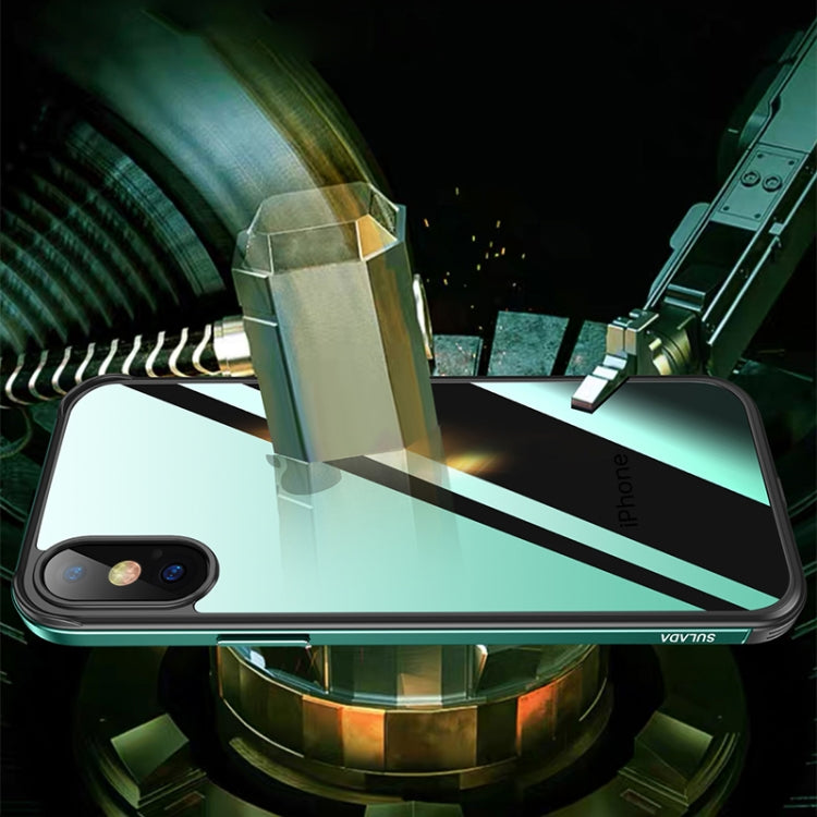 For iPhone XR SULADA Shockproof Aviation Aluminum Metal Frame + Nano Glass + TPU Protective Case(Silver)