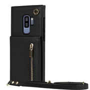 For Samsung Galaxy S9 Plus Cross-body Zipper Square TPU+PU Back Cover Case with Holder & Card Slots & Wallet & Strap(Black)