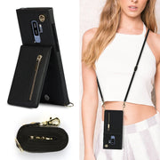 For Samsung Galaxy S9 Plus Cross-body Zipper Square TPU+PU Back Cover Case with Holder & Card Slots & Wallet & Strap(Black)