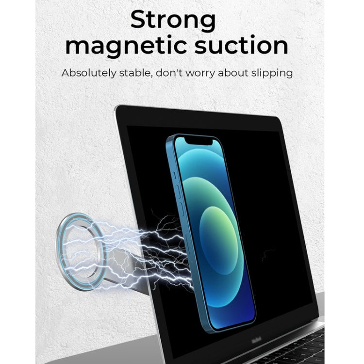 R-JUST SJ05-12 Multi-function Laptop Notebook Round Magnetic Expanded Metal Bracket Holder for iPhone 13 Series(Silver)