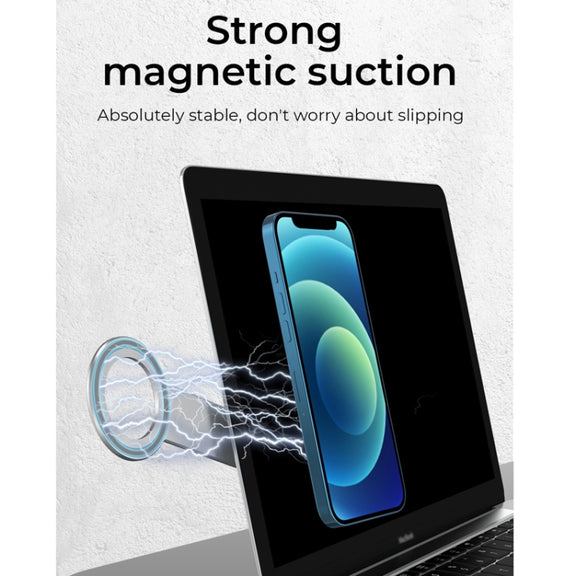R-JUST SJ05-12 Multi-function Laptop Notebook Round Magnetic Expanded Metal Bracket Holder for iPhone 13 Series(Silver)