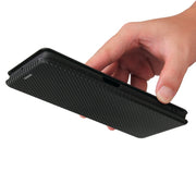 For Blackview A100 Carbon Fiber Texture Horizontal Flip TPU + PC + PU Leather Case with Card Slot(Black)