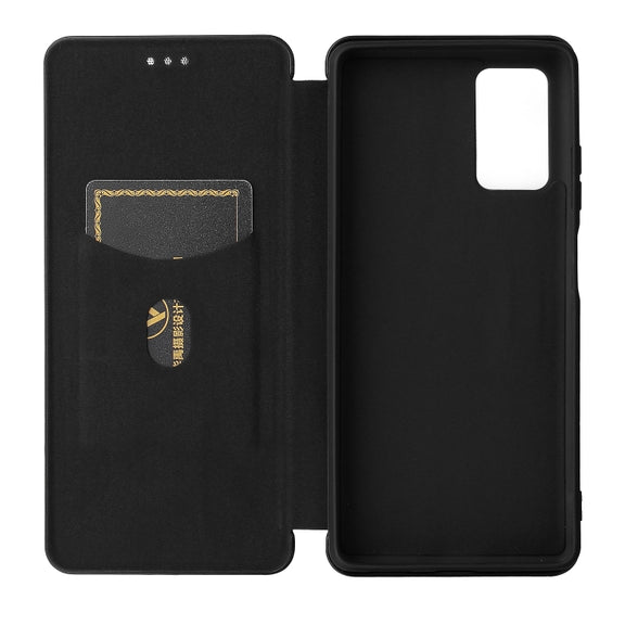 For Blackview A100 Carbon Fiber Texture Horizontal Flip TPU + PC + PU Leather Case with Card Slot(Black)