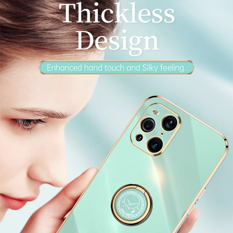 For OPPO Find X3 Pro XINLI Straight Edge 6D Electroplate TPU Phone Case with Ring Holder(Black)