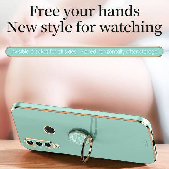 For Huawei P30 Lite XINLI Straight Edge 6D Electroplate TPU Phone Case with Ring Holder(Black)