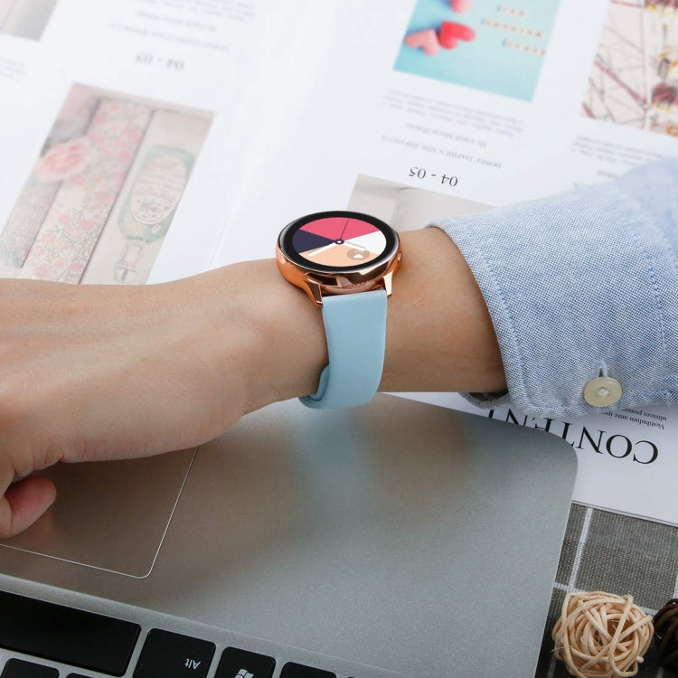 For Samsung Galaxy Watch Active2 Bluetooth Version 44mm Smart Watch Solid Color Silicone Watch Band, Size:L (Light Blue)