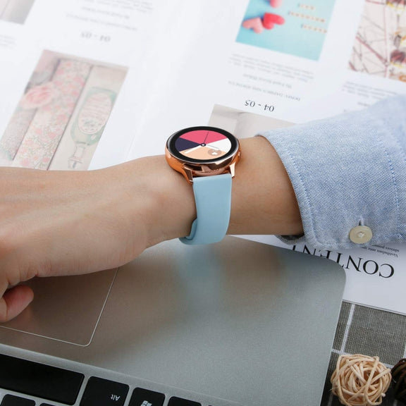 For Samsung Galaxy Watch Active2 Bluetooth Version 44mm Smart Watch Solid Color Silicone Watch Band, Size:L (Light Blue)