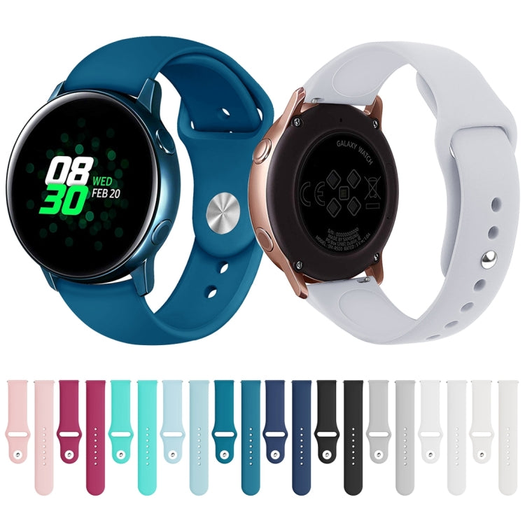 For Samsung Galaxy Watch Active2 Bluetooth Version 44mm Smart Watch Solid Color Silicone Watch Band, Size:L (Light Blue)