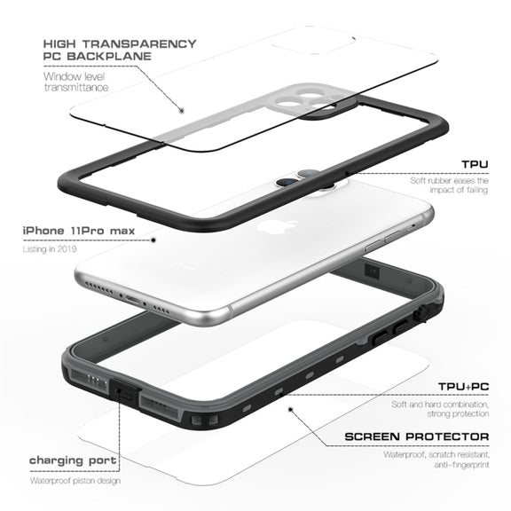 For iPhone 11 Pro Max RedPepper Shockproof Water-resistant PC + TPU Protective Case(Black)