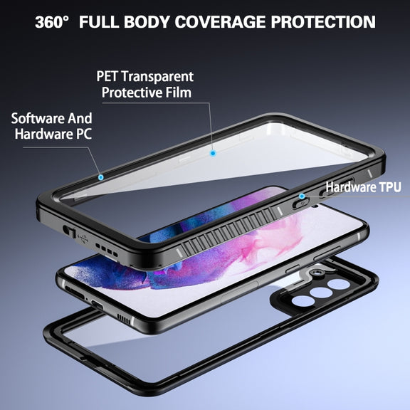 For Samsung Galaxy S21 FE RedPepper Shockproof IP68 Water-resistant PC + TPU Protective Case(Black)