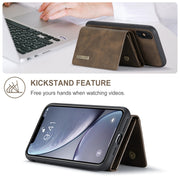 DG.MING M1 Series 3-Fold Multi Card Wallet  Back Cover Shockproof Case with Holder Function For iPhone X(Coffee)