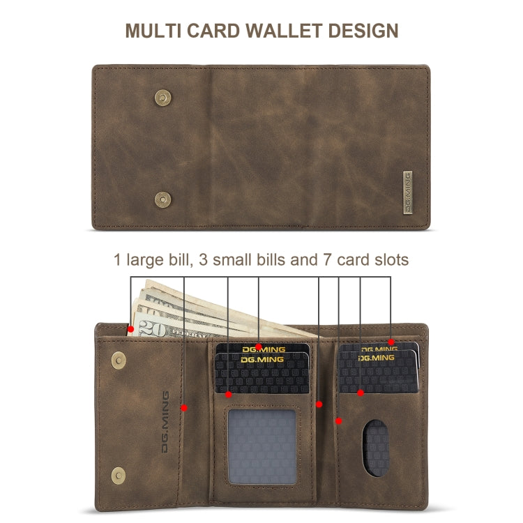 DG.MING M1 Series 3-Fold Multi Card Wallet  Back Cover Shockproof Case with Holder Function For iPhone X(Coffee)