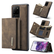 For Samsung Galaxy S20 Ultra DG.MING M1 Series 3-Fold Multi Card Wallet  Back Cover Shockproof Case with Holder Function(Coffee)