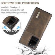 For Samsung Galaxy S20 Ultra DG.MING M1 Series 3-Fold Multi Card Wallet  Back Cover Shockproof Case with Holder Function(Coffee)