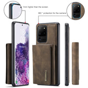 For Samsung Galaxy S20 Ultra DG.MING M1 Series 3-Fold Multi Card Wallet  Back Cover Shockproof Case with Holder Function(Coffee)